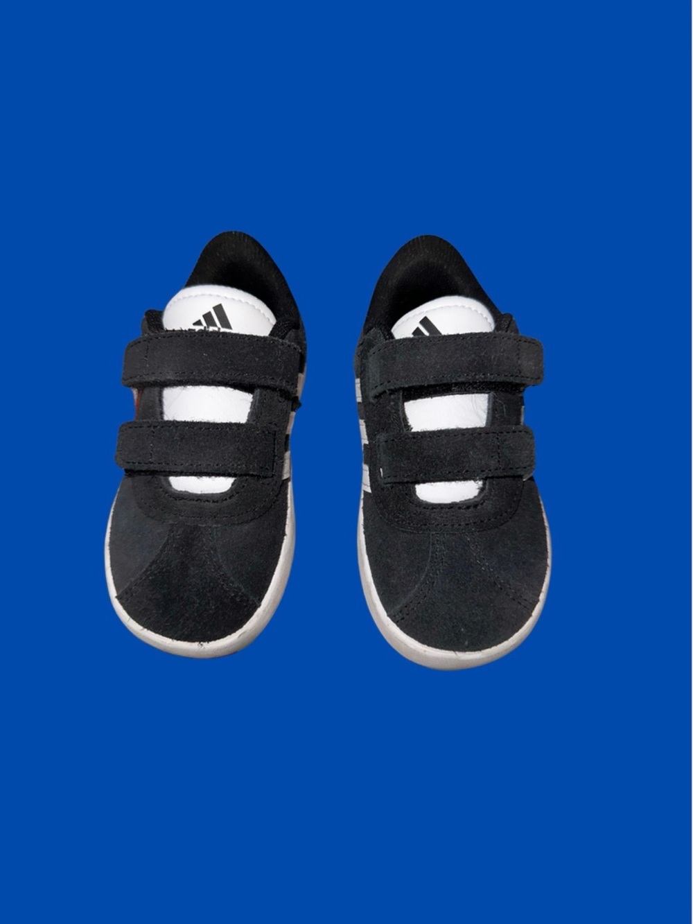 Adidas Kids Black court White Velcro Sneakers